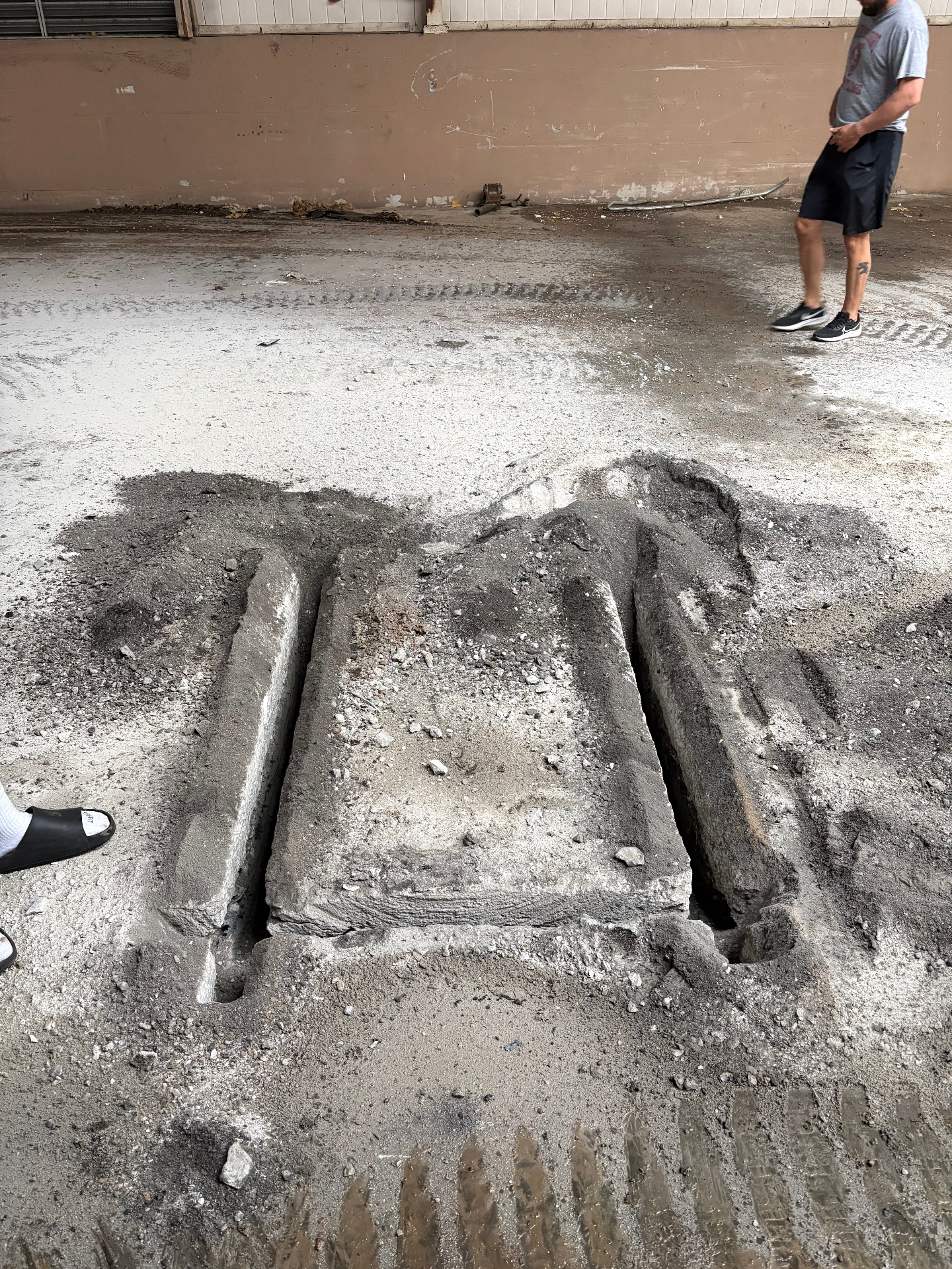 Aero Ranch construction — runway channels cut into the slab.